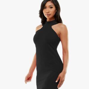 NWT Size 2 Bebe Black Bodycon Halterneck Dress (ABBA)